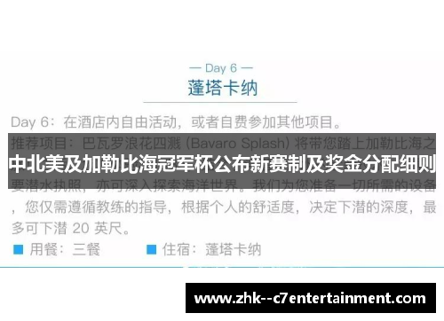 中北美及加勒比海冠军杯公布新赛制及奖金分配细则